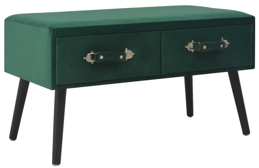 Panca con cassetti 80 cm verde in velluto