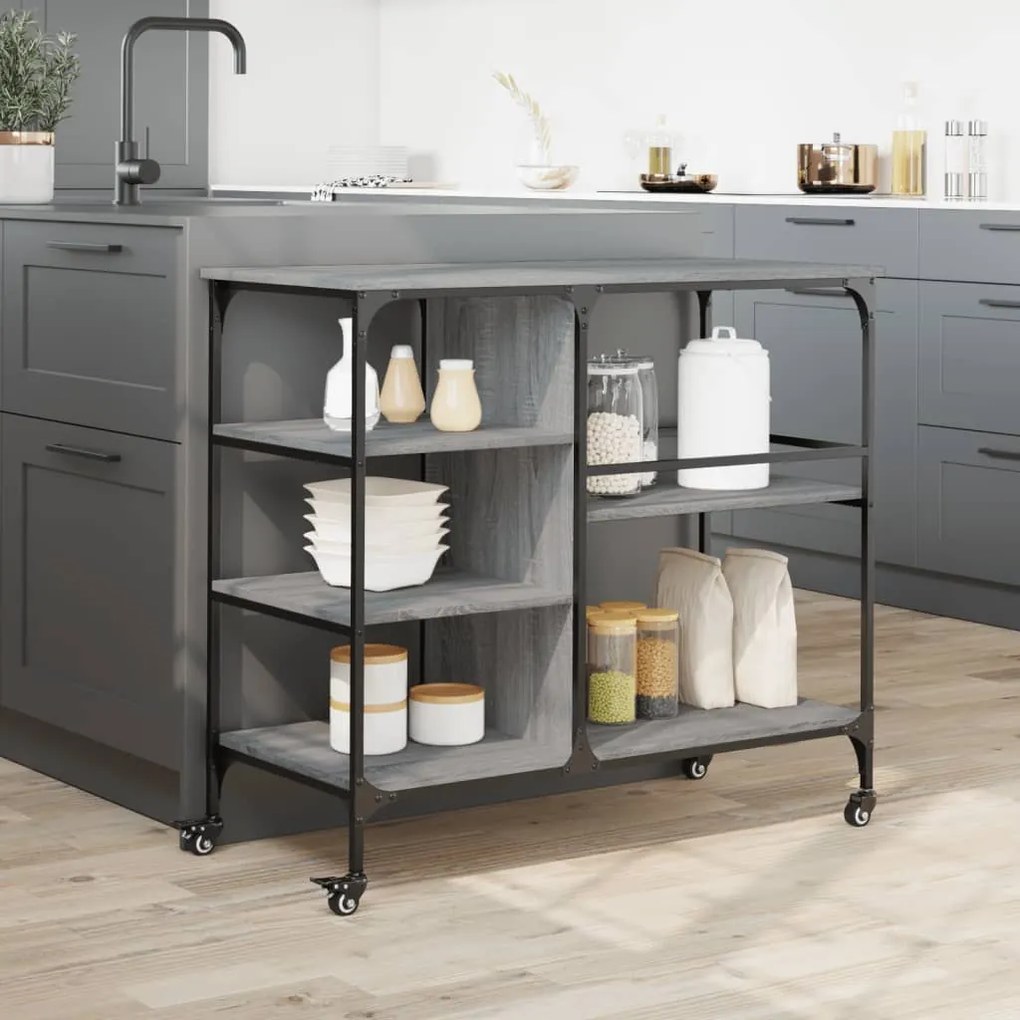 Carrello cucina grigio sonoma 100x45x89,5 cm legno multistrato