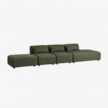 Divano Componibile In 3 Pezzi Con Chaise Longue Destra E Pouf Fogler Ciniglia Verde Salvia - Sklum