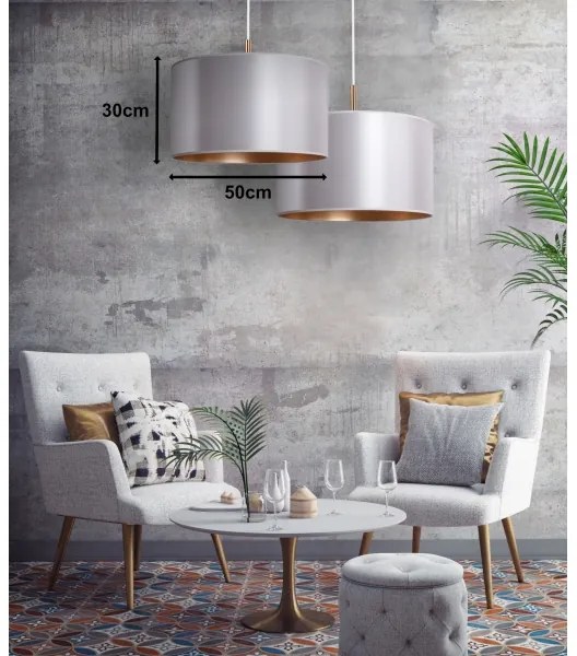 Duolla - Lampadario a sospensione con filo CANNES 1xE27/15W/230V diametro 50 cm argento/rame