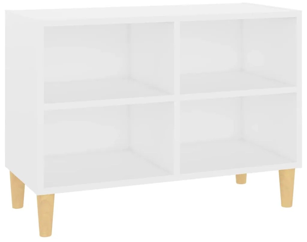 Mobile tv con gambe in legno massello bianco 69,5x30x50 cm