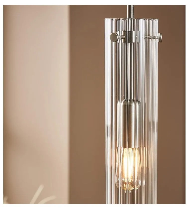 Lampadario argentato con paralume in vetro Tubo – Markslöjd