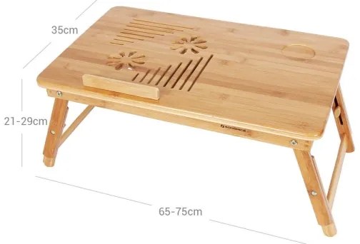 Tavolino regolabile per computer da letto LAT, marrone