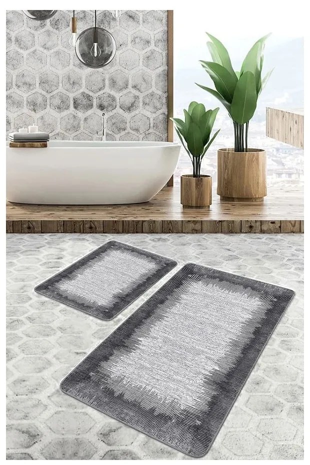 Tappetini da bagno grigio-nero in set di 2 pezzi 60x100 cm - Mila Home