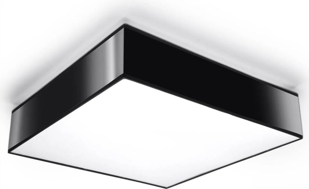 Plafoniera Quadrata da Soffitto in PVC 3xE27 HORUS 45 Nera da interno