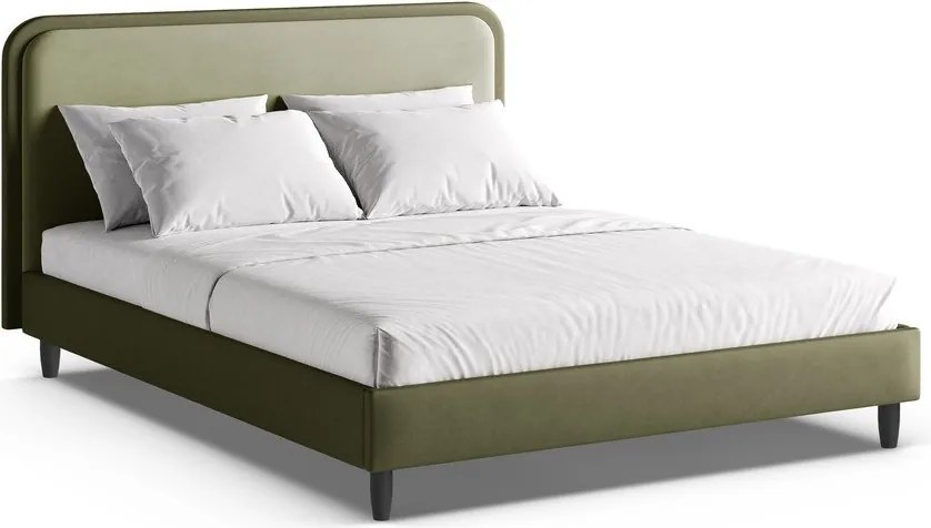 Letto matrimoniale imbottito verde con rete inclusa 140x200 cm Aveline – Micadoni
