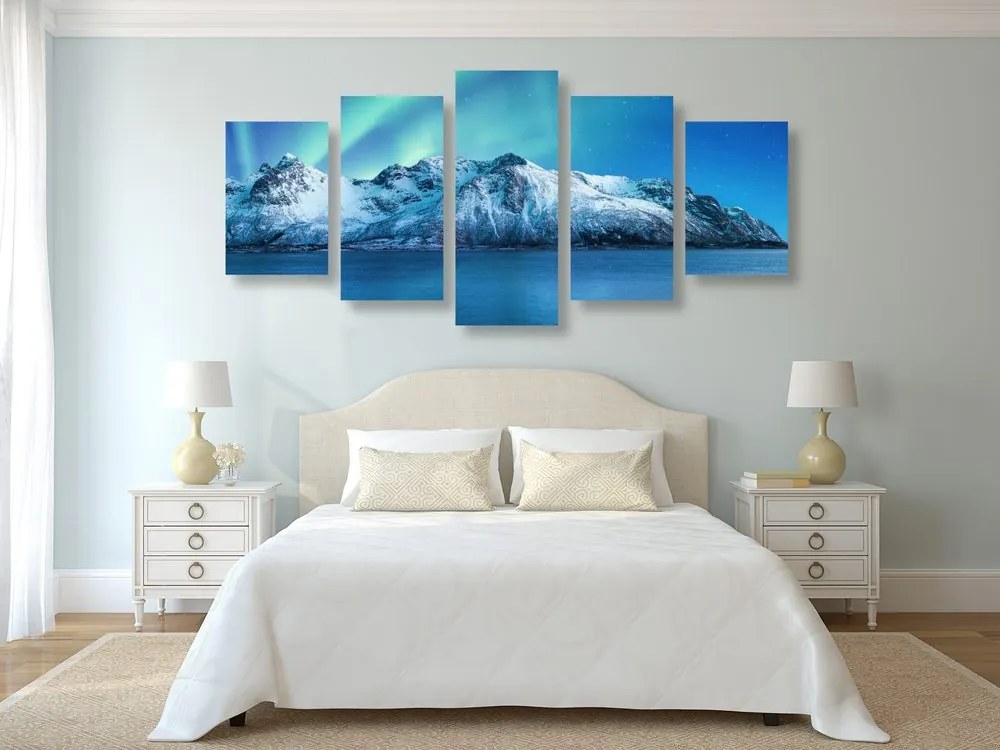 Quadri 5 pezzi – Aurora boreale artica