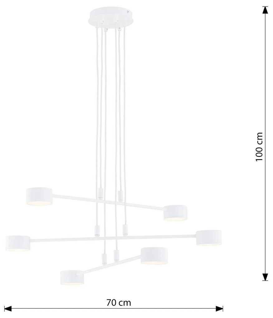Sospensione Moderna Modus 6 Luci In Acciaio Bianco