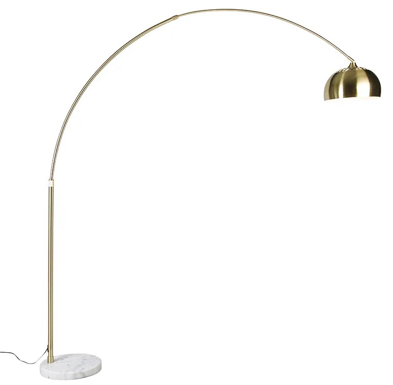 Lampada ad arco in ottone con base regolabile in marmo bianco - XXL