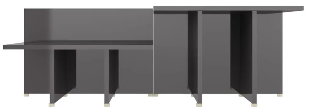 Tavolini 2 pz grigio lucido 111,5x50x33 cm in legno multistrato