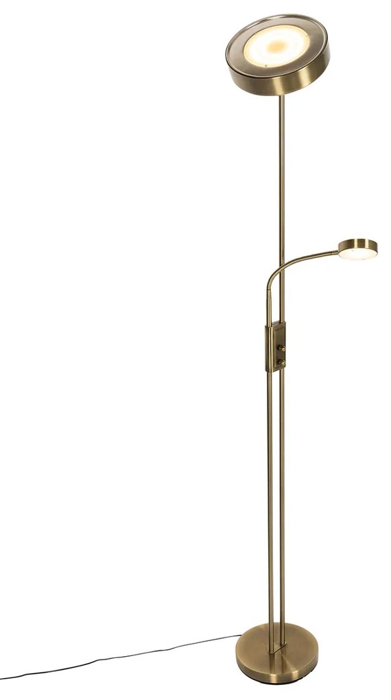 Lampada da terra bronzo con LED e dimmer con lampada da lettura - Kelso