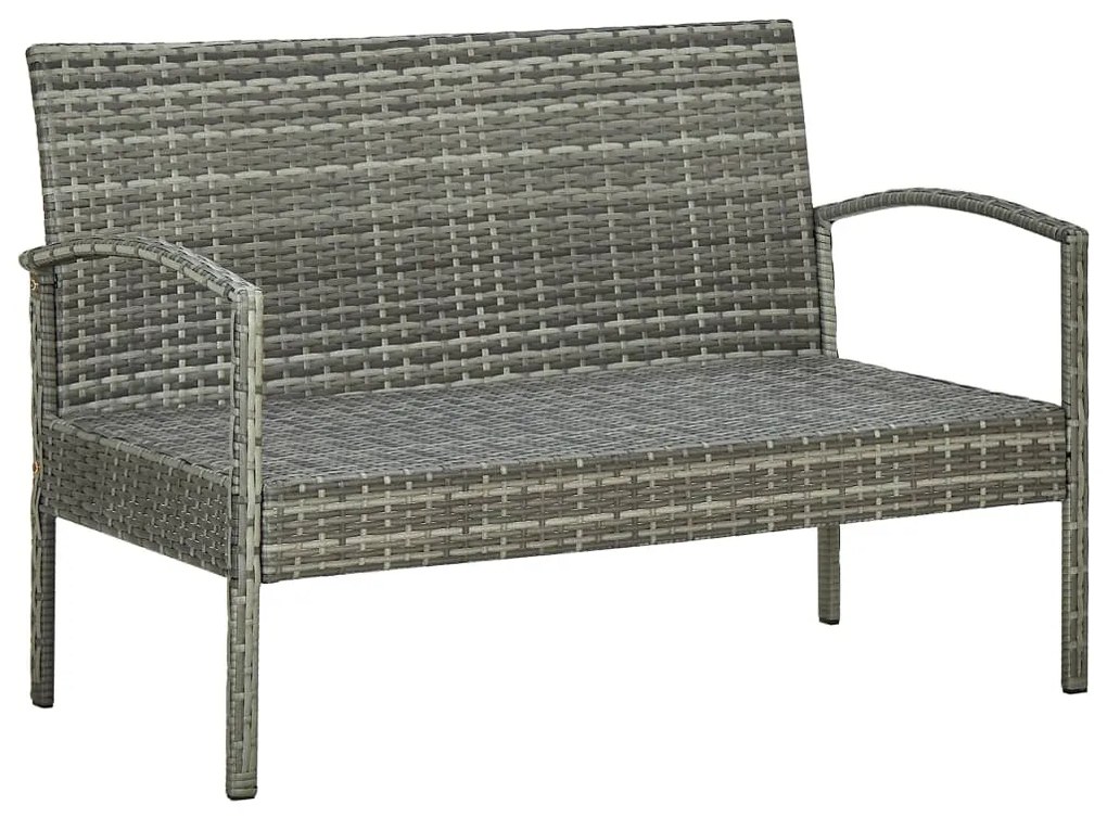 Set divani da giardino 4 pz con cuscini in polyrattan grigio