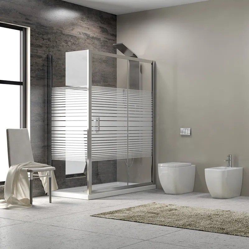 Kamalu - Box doccia 130x70 vetro serigrafato laterale fisso 70cm altezza 180cm | K410NS