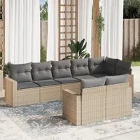 Set Divano da Giardino 8 pz con Cuscini Beige in Polyrattan 3251556