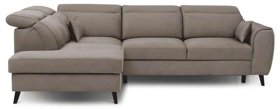 Divano angolare beige allungabile/con contenitore (con penisola a sinistra/a L) e rivestimento in velluto Noble – ELTAP