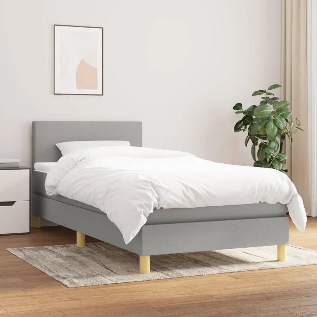 Giroletto A Molle Con Materasso Grigio Chiaro 90x200 Cm Tessuto /