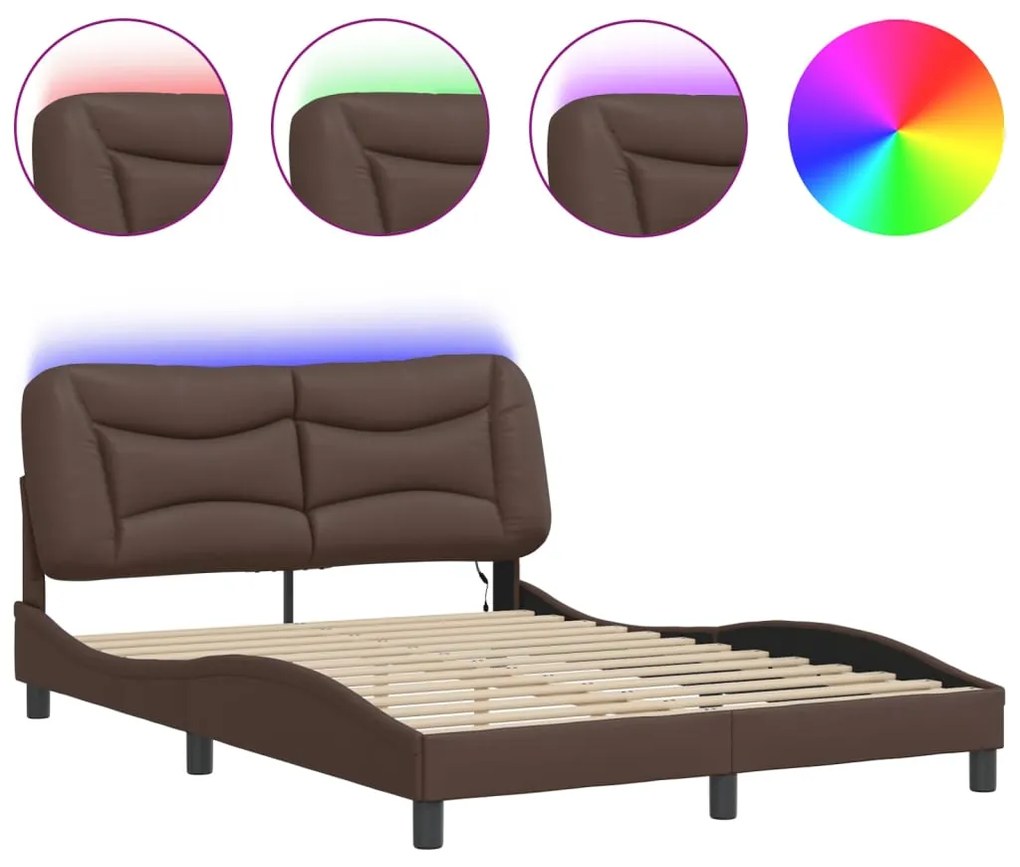 Giroletto con luci led marrone 140x190 cm in similpelle