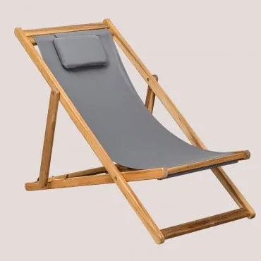 Sdraio Pieghevole In Legno Con Cuscino Kardis Grigio Esercito - Sklum
