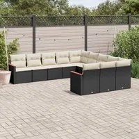 Set Divani da Giardino 11 pz con Cuscini in Polyrattan Nero 3226427