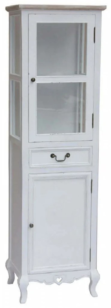 vetrina un cassetto 2 ante in legno di paulownia shabby chic 50x37x170