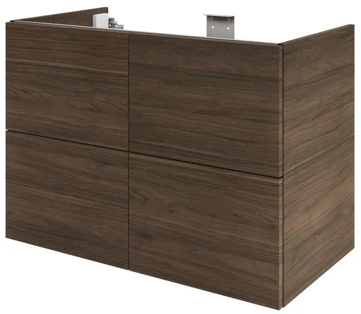 Mobile da bagno sotto lavabo SENSEA Neo noce lucido L 90 x H 64 x P 48 cm 4 cassetti, lavabo non incluso