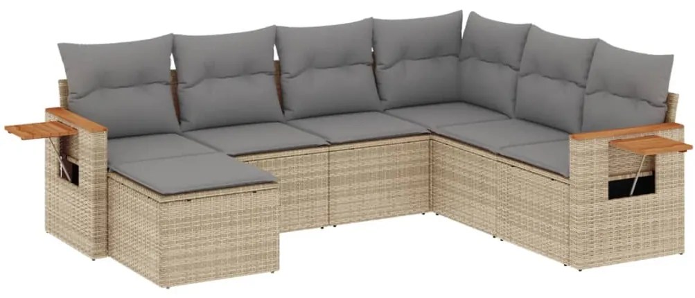 Set divani da giardino 7 pz con cuscini beige in polyrattan