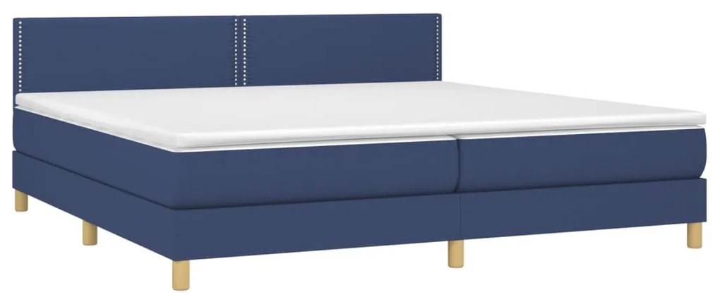 Letto a Molle Materasso e LED Blu 200x200cm in Tessuto