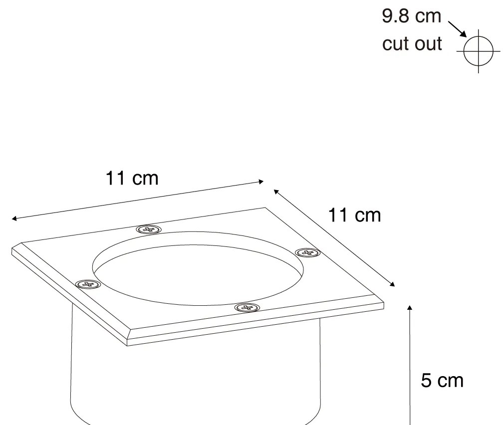 Set di 6 Faretti da incasso a terra quadrati neri con LED IP65 Solari - Terry