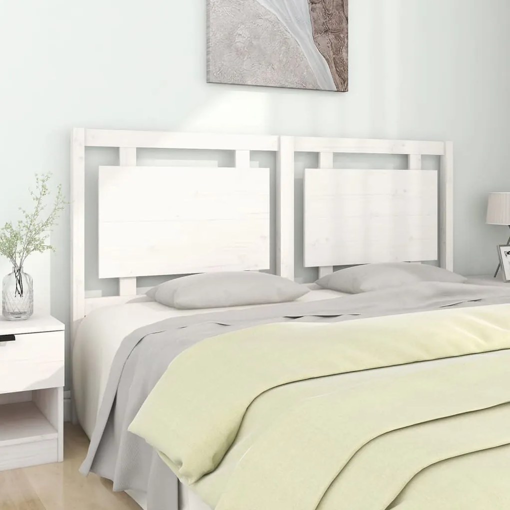 Testiera Per Letto Bianca 165,5x4x100 Cm Legno Massello Di Pino /
