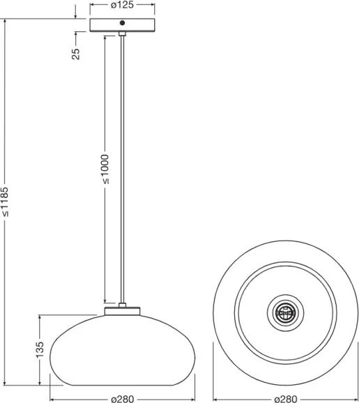 Osram - Lampada a sospensione con cavo DECOR SMOKE 1xE27/12W/230V Ø 28 cm nero/grigio fumé