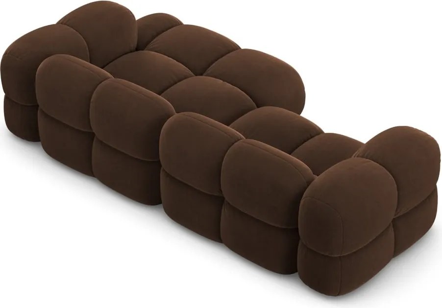 Divano angolare marrone scuro (con penisola a destra/con chaise lounge) con rivestimento in velluto Loretto – Cosmopolitan Design