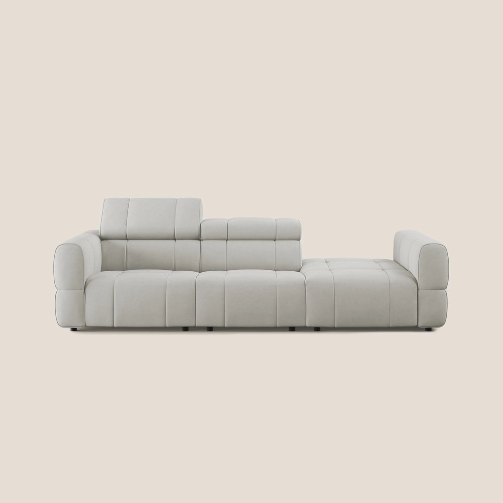 Giotto Divano con terminale e opzione relax elettrico in microfibra effetto velluto impermeabile T09