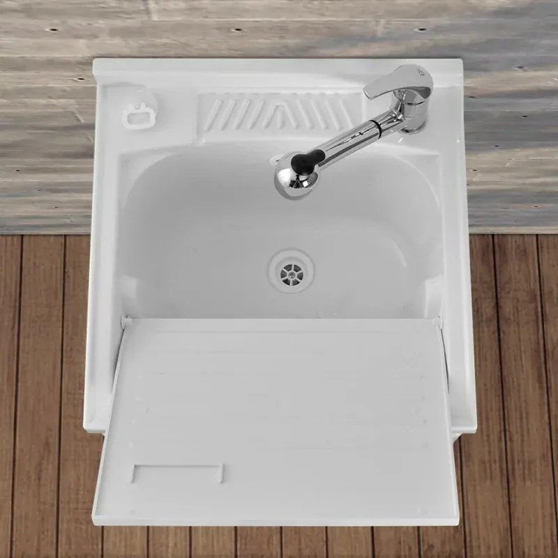 Mobile Lavatoio in Kit 50x50 cm con Vasca in Resina colore Bianco
