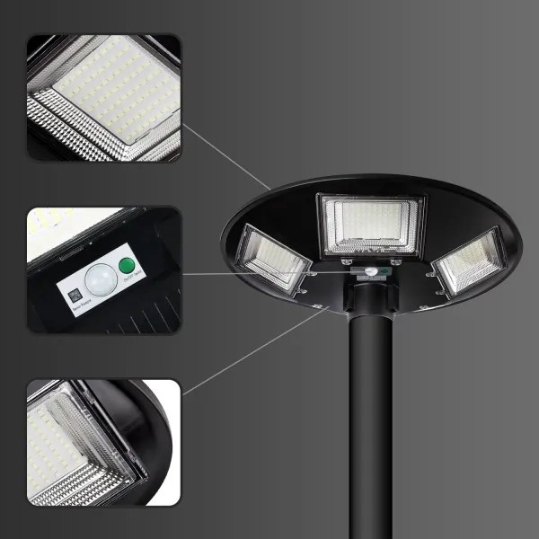Lampione solare stradale a LED con sensore LED/22W/6V 6500K IP65 nero + telecomando