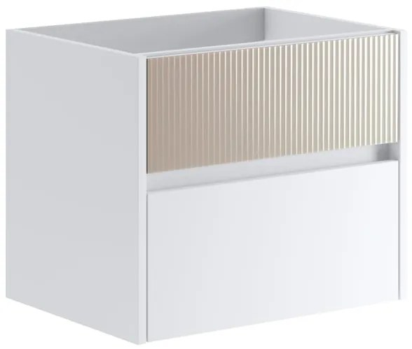 Mobile da bagno sospeso sotto lavabo L 59.5 x H 50 x P 45.5 cm bianco laccato opaco, 2 cassetti Niwa
