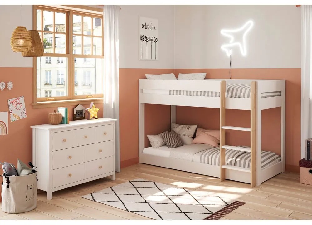 Letto a castello bianco per bambini 90x190 cm Angel - Marckeric