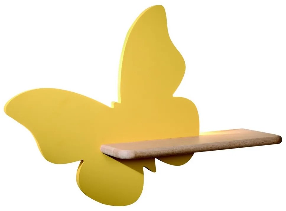Applique LED per bambini con mensola FARFALLA LED/5W/230V giallo/legno