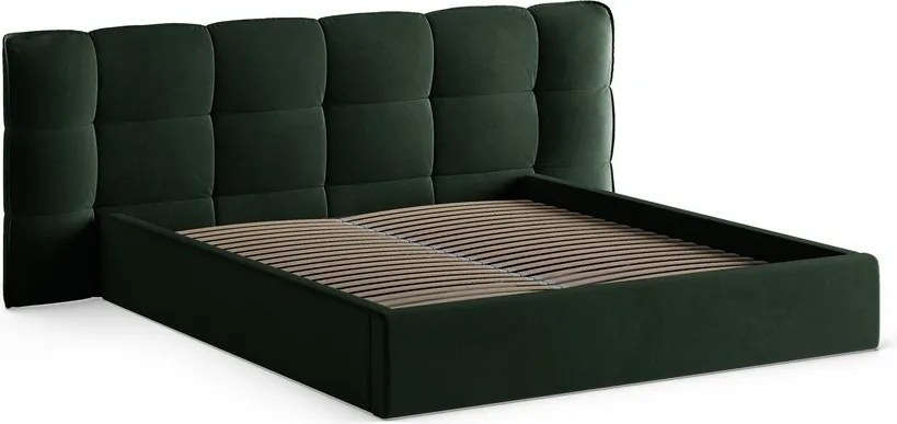 Letto matrimoniale imbottito verde scuro con contenitore con rete inclusa 160x200 cm Eric – Micadoni