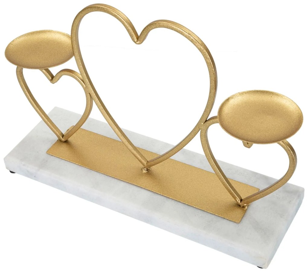 Portacandele in Metallo a Forma di Cuore 30x9x20 cm