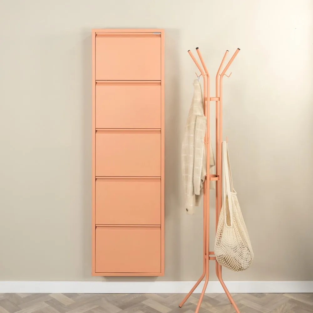 Scarpiera color salmone in metallo con ante ribaltabili 50x169x15 cm Billy – Spinder Design