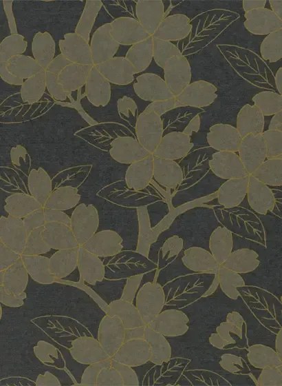 Little Greene Carta da parati Camellia - Charcoal