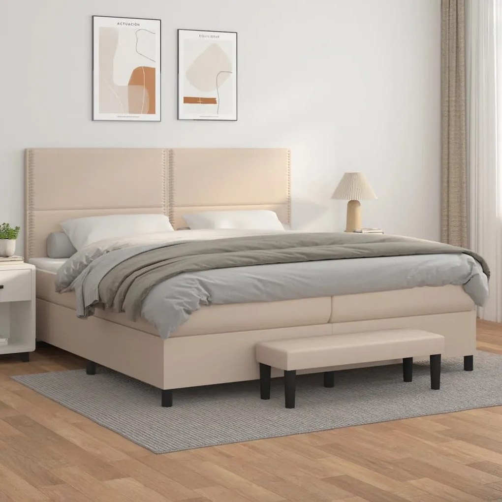 Giroletto A Molle Con Materasso Cappuccino 200x200cm Similpelle /