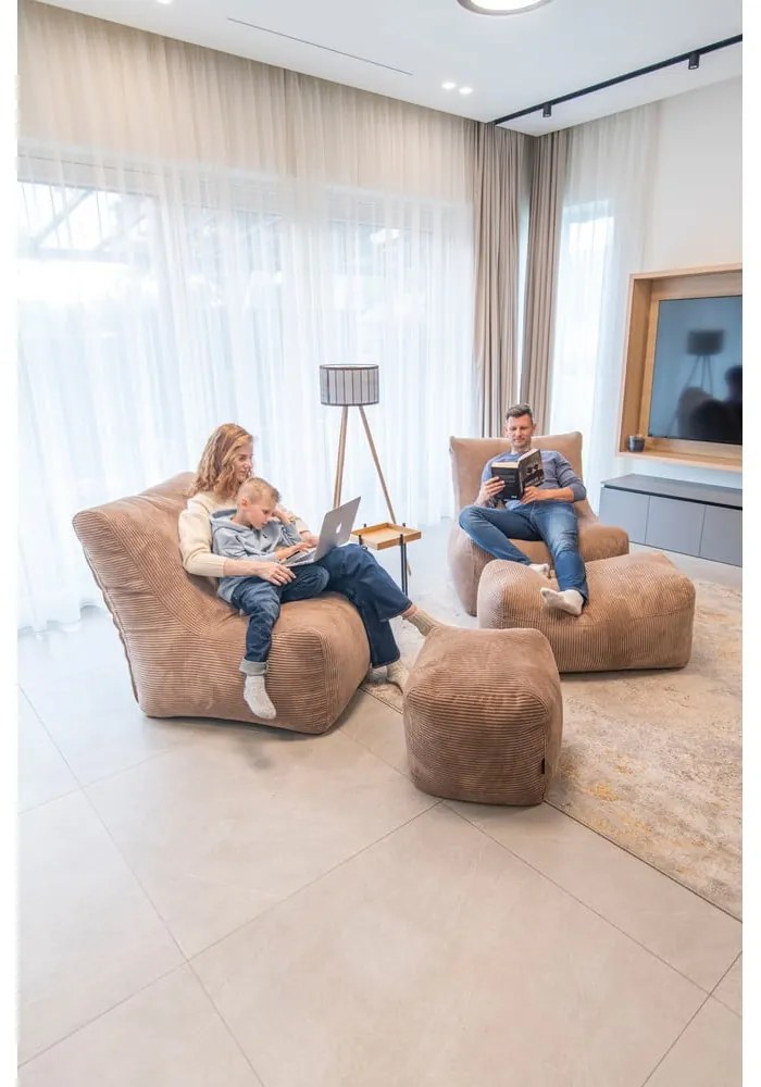 Puof a sacco verde con rivestimento in velluto a coste Plus 70 Lounge – SLOWDOWN