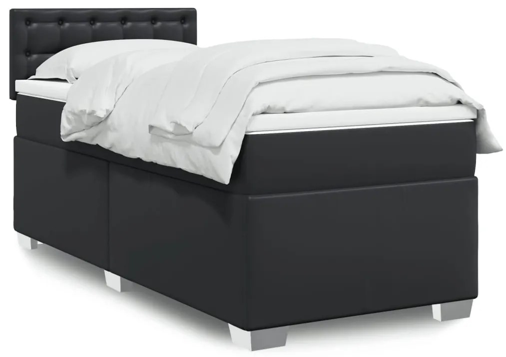 Giroletto A Molle Con Materasso Nero 90x190 Cm İn Similpelle /