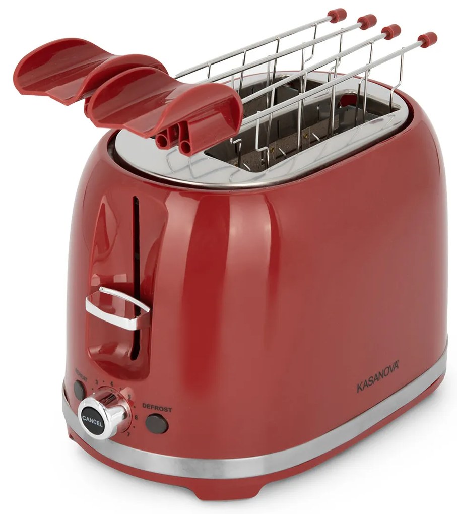 Tostapane 2 fette 7 livelli di tostatura 850 W rosso