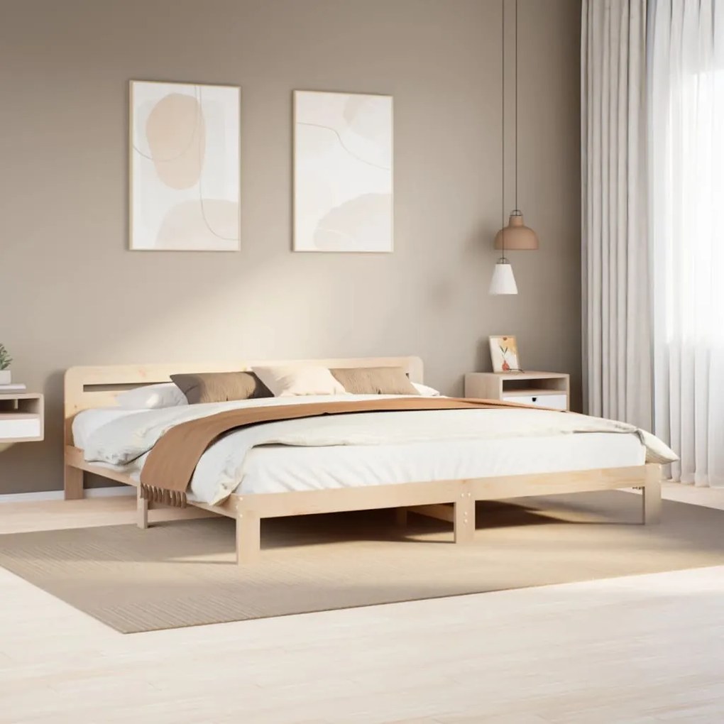 Letto senza materasso 200x200 cm in legno massello di pino