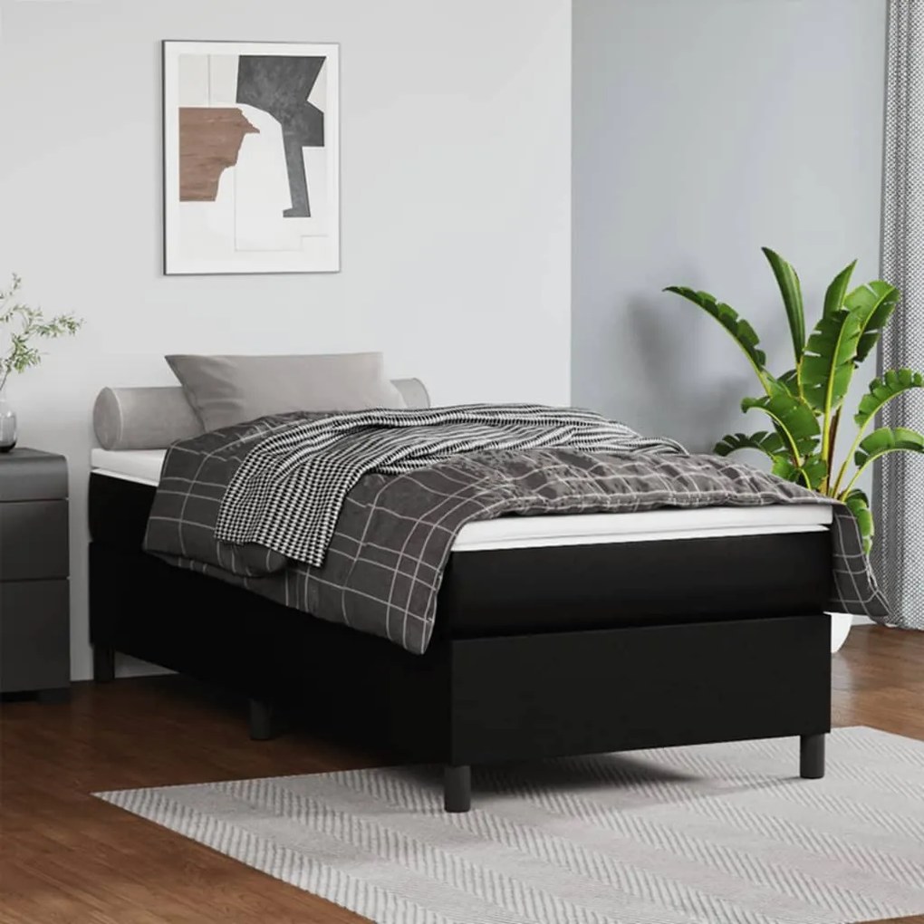 Giroletto A Molle Con Materasso Nero 90x200 Cm İn Similpelle /