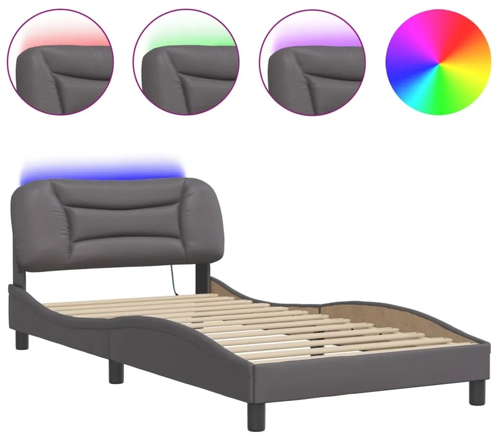 Giroletto con luci led grigio 100x200 cm in similpelle