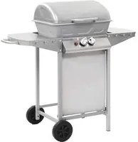 Barbecue a Gas con Griglia 2 Fornelli Argento Acciaio Inox 44274