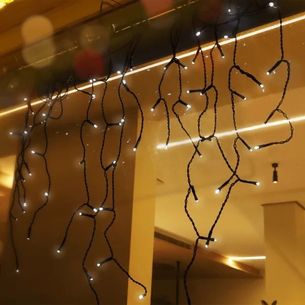 Aigostar - Catena luminosa solare LED, 100 LED, 8 modalità, 8 x 0,6 m, IP65, bianco freddo